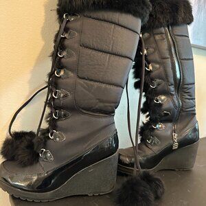 Bebe Sport Super Sexy Wedge Boots w/ Real Fur